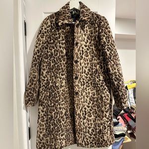 Leopard wool coat